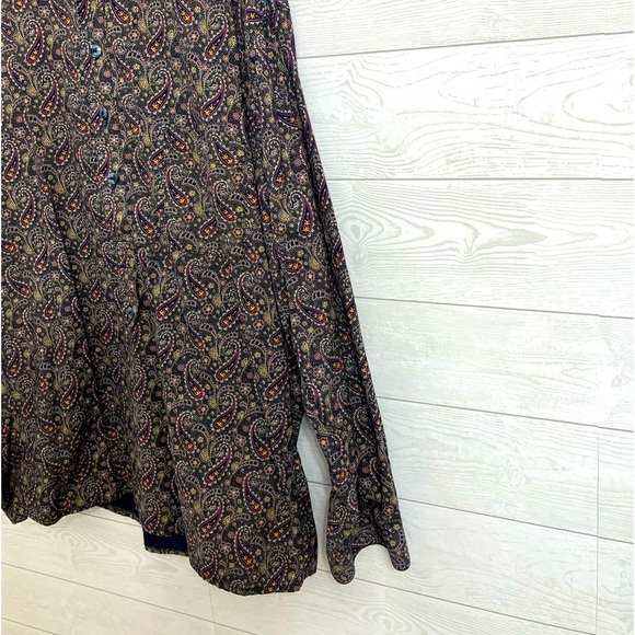 Classic Old West Men’s Brown Red Paisley Pattern Long Sleeve Button Down… - Picture 3 of 5